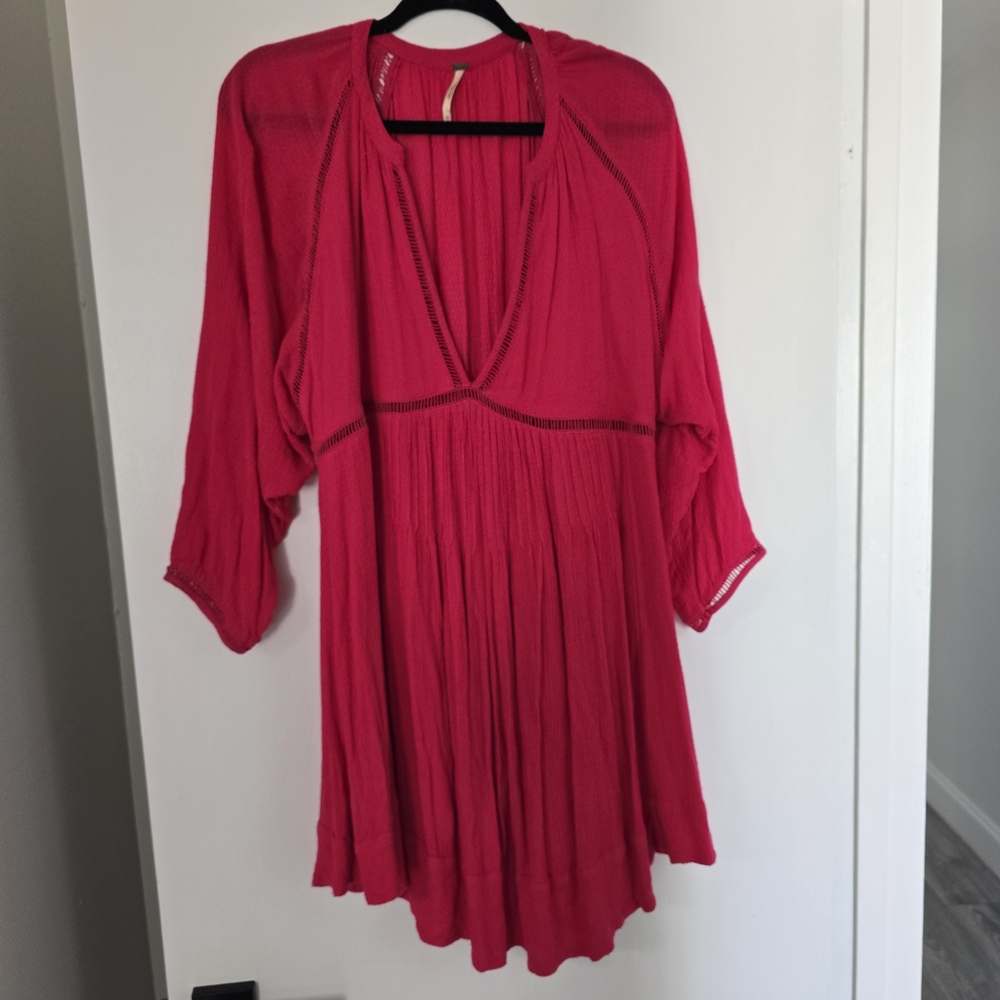 Free People Vibrant Pink Tunic Top